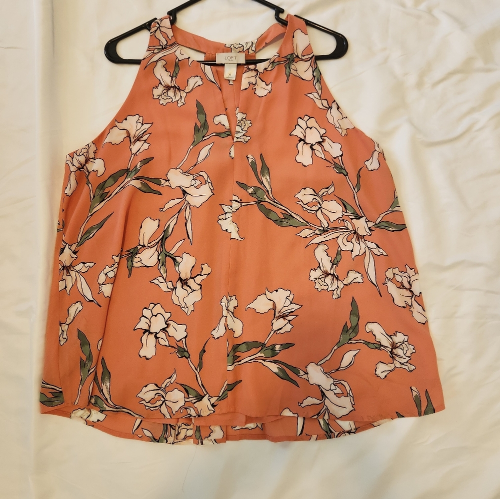 Loft Racer Back Floral Peach Halter Top